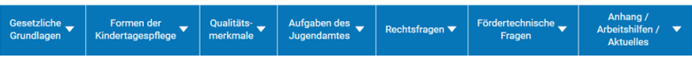 Bild von der Internet-Seite: Die Menü-Leiste oben auf der Internet-Seite.